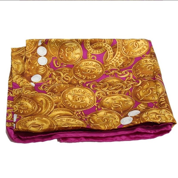 Vintage Chanel magenta silk scarf - Picture 1 of 6